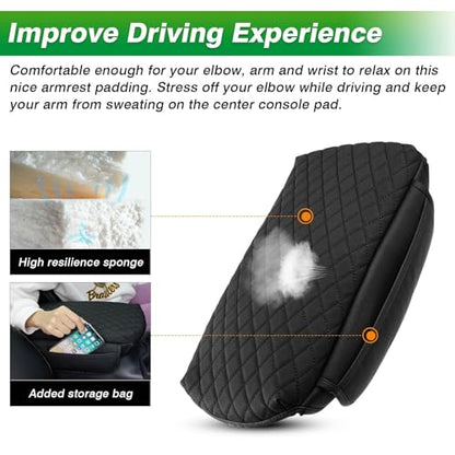Shademax Center Console Cover Toyota RAV4 2019-2024 2025 Armrest Cover Cushion Pad for Toyota RAV4 Accessories PU Leather Armrest Seat Box Protector with Pockets Storage Bag