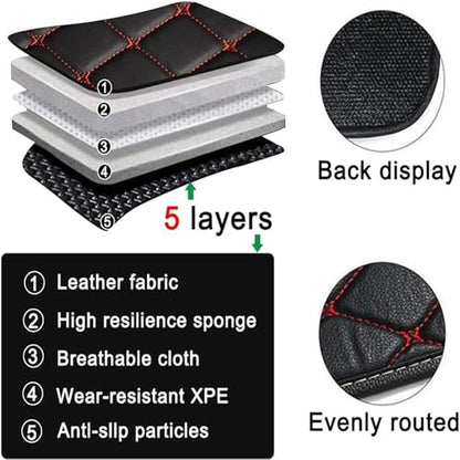 Personalized Floor Mats for Cars, Full Coverage Luxury Mats, Anti-Slip Set, Custom Fit for 99% of Sedan, Trucks, SUVs (Black, Red) - color: Black red