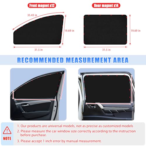 ZATOOTO Suede Car Window Shades 4PCS - Car Window Covers for Ultimate Privacy, UV Protection, and Heat Insulation, Side Window Sun Shade Perfect for Camping, Travel, Baby Safety, and Daily Use - color: Black Suede Flat–Full Set 4PCS