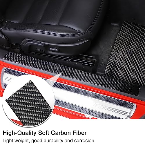 PIUGILH Interior Door Sill Scuff Plate Guards Compatible with Corvette C6 Z06 ZR1 2005-2013, Real Carbon Fiber Door Sill Protector Cover Inner Accessories, 2PCS (Black)