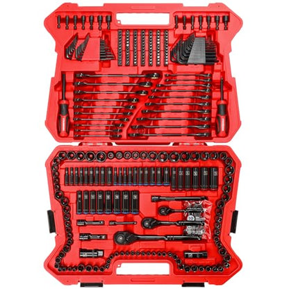 STARWORK TRUE MECHANIC 303-Piece Mechanics Tool Set, 120-Tooth Ratcheting Wrench Set, 1/4", 3/8", 1/2" Drive, Professional, SAE/Metric