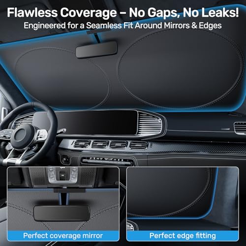 2025 Upgraded Zanch Car Front Windshield Sun Shade - Ultimate UV Protection & Heat Reductionlinnovative No-Light Leakage Technology|Foldable Design for SUV/Small Truck, Large(64" x 34") - size: L-SUV/Truck/Sedan