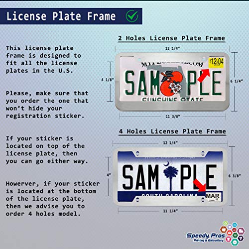Speedy Pros Funny License Plate Frame Custom Personalized Text Zinc Cute Car Accessories License Plate Holder Chrome 4 Holes 1 Frame