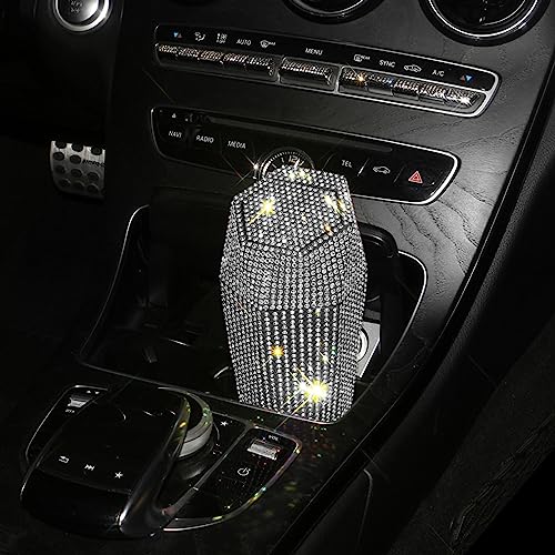Rhinestone Car Trash Can with Lid, Sparkly Garbage Can, Diamond Design Small Automatic Portable Trash Can for Automotive, Home, Office, Kitchen, Bedroom.