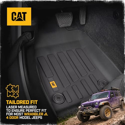 Cat® JustFit™ 3D Floor Mats for Jeep Wrangler JL 2018–2026 Custom Fit All Weather Floor Liners, Heavy Duty Rubber Mats for Jeep Wrangler Unlimited (Not for PHEV or JK) Accessories for Full Protection - style: Jeep Wrangler 4WD (2018-2026)