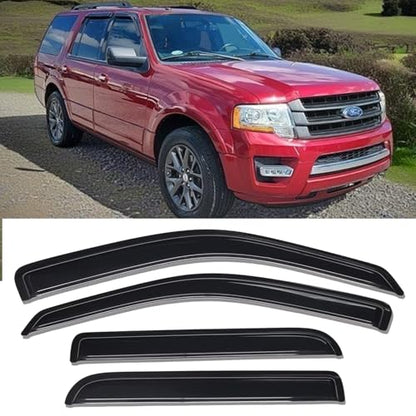 Side Window Visor Vent Deflector for 1997-2017 Ford Expedition,fit 1998-2017 Lincoln Navigator,Outside Mount Tape-on Dark Smoke Rain Guards Window Shades 4pc 94233 - size: For Expedition 97-17