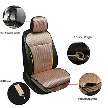 Auto Newer Luxury Breathable Car Seat Cover Fit Four Seasons, Universal Front of Car Seat Cushions, Bottom Seat Covers of Full Wrapped Edge,Universal Fit for 95% Cars,SUV,Pickup(Beige,1PCS) - color: Beige-1PCS