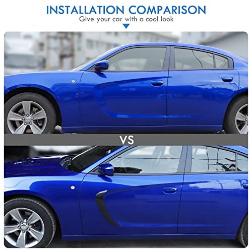 JWWY Front Door Side Fender Scoops Fin Vents Door Blade Trim Cover Fit for 2011-2025 Dodge Charger Exterior Accessories Carbon Fiber 2pcs