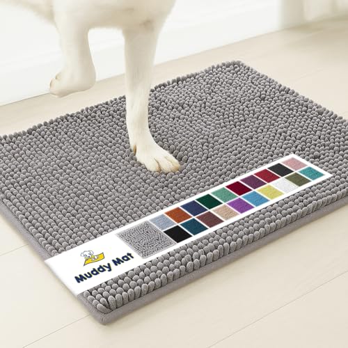 Muddy Mat® | Super Absorbent Door Mat Indoor, Microfiber Quick Dry Chenille Entryway Rug, Non-Slip Front Door Mat, Indoor Mats for Entryway, Machine Washable Pet Rug, Grey 6ft x 9ft - color: Grey, size: 6ft x 9ft