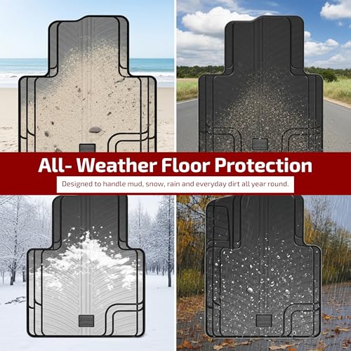 Gledring USA Universal Floor Mats for Cars, Trucks, & SUVs - Trim-to-Fit All Weather Rubber Car Floor Mat - Full Set Front & Rear Car Mats with Non-Slip Grip - Easy to Clean (4-Pieces)
