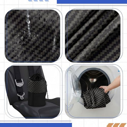 Hahafelt 2 Pack Car Seat Towel Covers with Storage Bag, 63 x 32 Inch Universal Non Slip Waterproof Sweat Protector for Car Truck, Gym Swimming Running, Machine Washable (Carbon Fiber Textured) - style: Carbon Fiber Textured