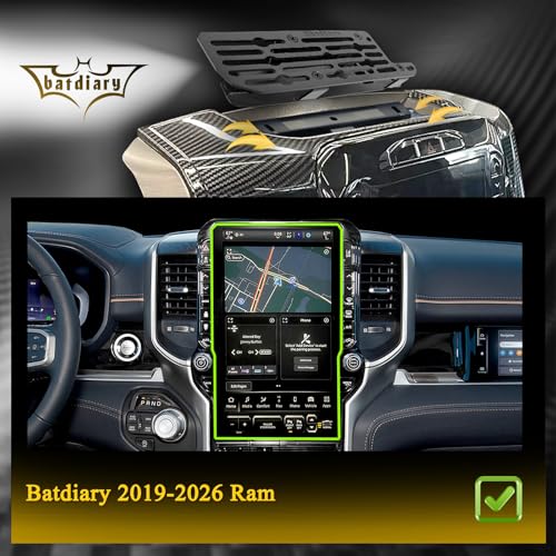 Ram 1500 Magnetic Phone Mount Compatible with 2019-2026 2021 2022 2023 2024 2025 Dodge Ram 1500 2500 3500 TRX Accessories Carbon Fiber Metal Cell Phone Holder Dash Mount No-Drill installation