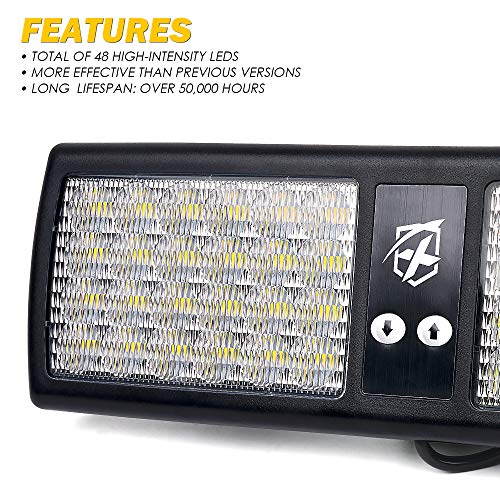 Xprite White 48LED Visor Strobe Flashing Lights Sunshield Hazard Warning Light for Law Enforcement Emergency Vehicles Trucks - color: White