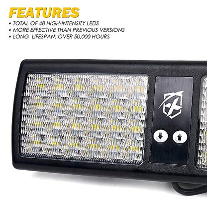 Xprite White 48LED Visor Strobe Flashing Lights Sunshield Hazard Warning Light for Law Enforcement Emergency Vehicles Trucks - color: White