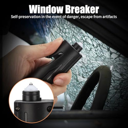 KnLnny Ware Automotive Escape Tool, Window Breaker,Seatbelt Cutter, Car Flashlight, 5 in1 Auto Tactical Gear, USB Charging, Magnetic Attraction, Emergency Kit Self Defense Accessories,Black - color: Black