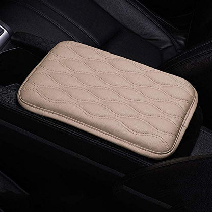 Auto Center Console Cover, Console Cover Armrest Pads, PU Leather Car Armrest Seat Box Pad Cushion Protector Universal Fit (Beige) - color: Beige