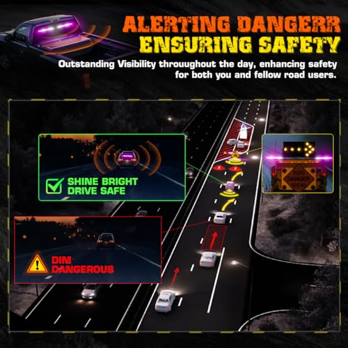 2x17.7 Emergency Flashing Warning Strobe Lights Bar w/Digital Display Controller 20 Flash Patterns Interior Safety LED Traffic Advisor Strobe Light for Trucks Vehicles (Purple/White) - color: #10 Purple/ White
