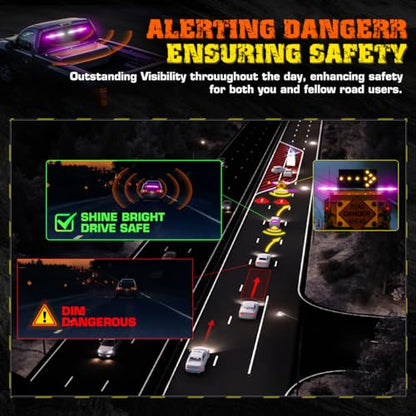 2x17.7 Emergency Flashing Warning Strobe Lights Bar w/Digital Display Controller 20 Flash Patterns Interior Safety LED Traffic Advisor Strobe Light for Trucks Vehicles (Purple/White) - color: #10 Purple/ White