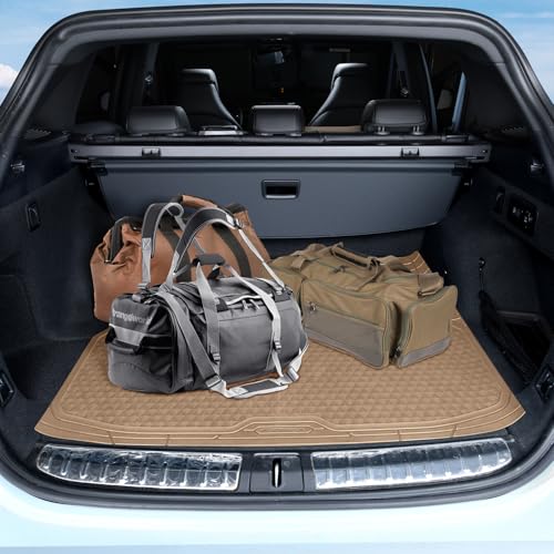 CAR PASS Beige Rubber Car Floor Mats & Cargo Liners, Durable Anti-Slip 3D Rhombus Waterproof Automotive Pad Trim Fit Liner All-Weather Trunk Mats Full Set Universal Fit Auto Van Sedan SUV Truck Beige - color: Beige With Cargo Liners