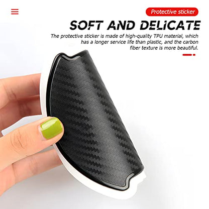 4Pcs Car Door Handle Stickers, 3D Carbon Fiber Texture Auto Door Cup Protective Film, TPU Scratch Protector Cover Guard Pad, Universal for Most Models (2.95''3.93'') - size: 2.95''×3.93''