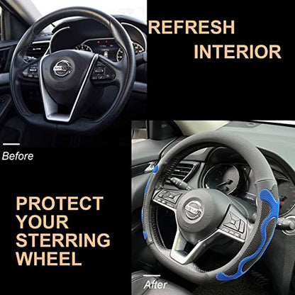PINCTROT D Shaped Comfy Grip Steering Wheel Cover, Anti-Slip Design, Flat Bottom 14.5-15 Inch(Silicone Blue) - color: 3.Blue, size: D Shaped/Flat Bottom[14 1/2''-15'']