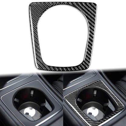 Real Carbon Fiber Center Control Water Cup Holder Frame Decal Accessories Interior Trim Sticker Cover Compatible with Benz CLA C117 2014-2018 GLA X156 2015-2019 Black - color: Center Control Water Cup Holder Frame
