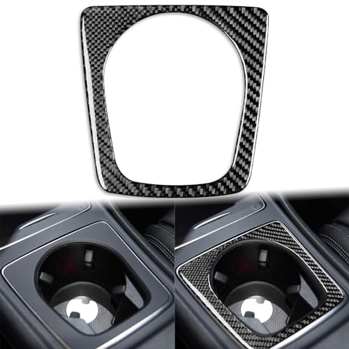 Real Carbon Fiber Center Control Water Cup Holder Frame Decal Accessories Interior Trim Sticker Cover Compatible with Benz CLA C117 2014-2018 GLA X156 2015-2019 Black - color: Center Control Water Cup Holder Frame