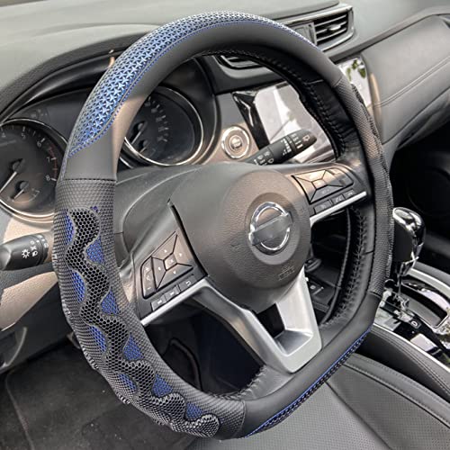 PINCTROT D Shaped 14.5-15 Inch Steering Wheel Cover Great Grip with 3D Honeycomb Anti-Slip Design, Flat Bottom 14.5-15 Inch (Blue) - color: 9.D-shaped,Blue, size: Medium(Standard) Size[14 1/2''-15'']