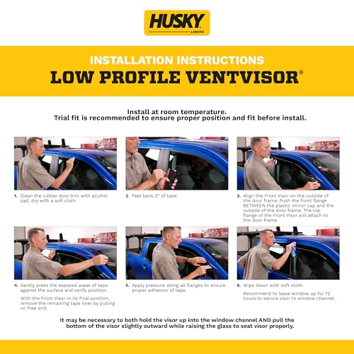 Husky Liners Low Profile Ventvisor Rain Guards | Fits 2021-2026 Cadillac Escalade ESV, Chevrolet Suburban, GMC Yukon XL | Front & Rear, 4-pc Matte Black - 2857092