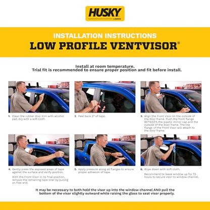 Husky Liners Low Profile Ventvisor Rain Guards | Fits 2021-2026 Cadillac Escalade ESV, Chevrolet Suburban, GMC Yukon XL | Front & Rear, 4-pc Matte Black - 2857092