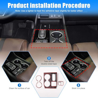 Gear Shift Panel Cover Trim Compatible with Honda Pilot 2023-2025/ Honda Passport 2026 Accessories, ABS Center Consoles Cup Holder Panel Cover Protector, 1PCS (Carbon Fiber + Sliver) - color: Carbon Fiber + Sliver