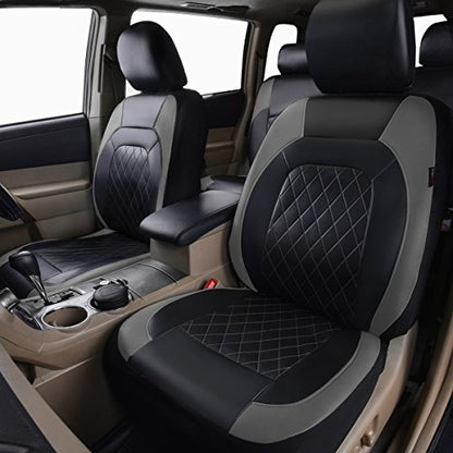 Universal Deluxe Pu Luxury Vinyl Faux Leather Car Seat Covers Full Set, Airbag Compatible, Breathable, Fit for Most Sedans, Vans, SUVs (Black and Gray) - color: Gray, size: Full Set