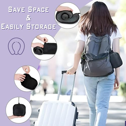 Neck Travel Pillow, Upgraded Memory Foam Pillow for Airplane, Machine Washable, Adjustable Flight Pillow, Suitable for Sleeping Airplane, Car, Office and Home (Pink) - color: Pink