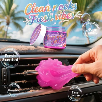 ASFSKY Car Cleaning Gel (Purple,Grape) Dust Cleaning Putty Universal Car Interior Cleaner Keyboard Dust Remover Car Slime Gifts for Men Women Girl（1 Pack） - color: Light purple