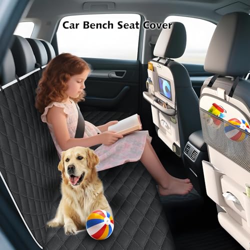 Meolsaek Dog Hammock for Car Back Seat Scratch Proof Nonslip Pet Car Seat Cover,Side Flaps with Zipper, Heavy Duty Car Seat Cover for Dogs with Storage Bag (Black-Zipper) - color: White