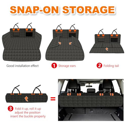 SUV Liner for Dogs, Waterproof Dog Trunk Cover with Bumper Flap Protector, PU Large Size Universal Fit, Black - size: PU Leather