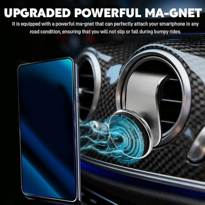 Strong Magnetic Car Phone Holder, Car Phone Mount Holder, 360° Rotatable L-Shape Air Vent/Dashboard Mount, Adjustable Air Vent Navigation Magnetic Smartphone Bracket for Auto SUV (Silver) - color: Silver