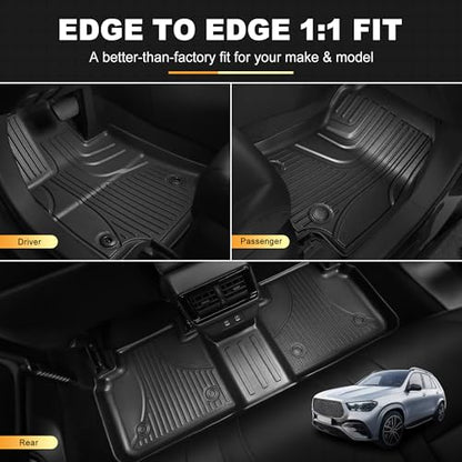 Floor Mats and Cargo Liner Compatible with 2020-2026 Mercedes Benz GLE 350 GLE 450 AMG GLE 53/43 / 63 S (5 Seats, Not for Coupe) : AOMSAZTO Custom Fit All Weather Car Mat Trunk Liner - 1st & 2nd Row - style: 3) for Mercedes Benz GLE | 2020-2026 | Floor+Ca