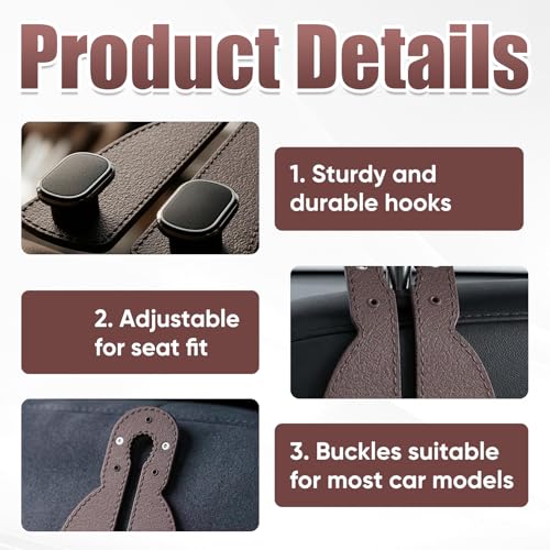 Headrest Hooks for Car,2026 New Two Hook Fur Leather Seat Back Headrest Hanger (2PCS-Gray) - color: 2PCS-Gray