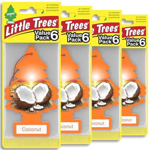 LITTLE TREES Car Air Freshener | Hanging Tree Provides Long Lasting Scent for Auto and Home | 24 Air Fresheners |Coconut - color: Coconut