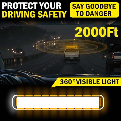 ASPL 46 inch 220 LED Rooftop Low Profile Strobe Light Bar Emergency Warning Beacon Car Hazard Flashing Construction Roof Lights Bars for Trucks Tow Automotive Construction Vehicle (Amber - color: Amber