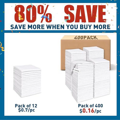 TEAWOO White Microfiber Cleaning Cloths Bulk-400 Pack, Microfiber Towels Bulk, Towels for Cars, Cleaning Rags White (12x12 inches) - color: White, size: 400 Pack