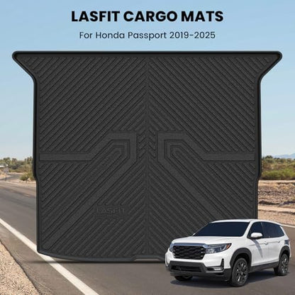LASFIT Cargo Mat for Honda Passport 2025 2024 2023 2022 2021 2020 2019, All Weather Custom Fit TPE Trunk Mat Trunk Tray Cargo Tray, Black - style: 5）For Honda Passport | 2019-2025 | Trunk Mat