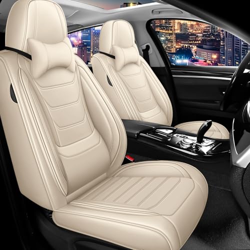 Car Seat Cover Full Set for BMW X3 Seat Covers 2004-2025, Nappa Leather Waterproof Seat Covers for Cars, Airbag Compatible, Universal Automotive Seat Covers (Luxury 2 Seats/Beige) - color: Beige, size: 2 Seats Luxury