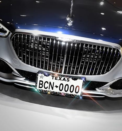2 Pack Bling License Plate Frame for Women Murimt Gem Diamond Rhinestone License Plate Frames Handcrafted Stainless Steel Bedazzled License Plate Cover | Holder High-End Gift Box（Black）… - color: CPJ-03-black-2