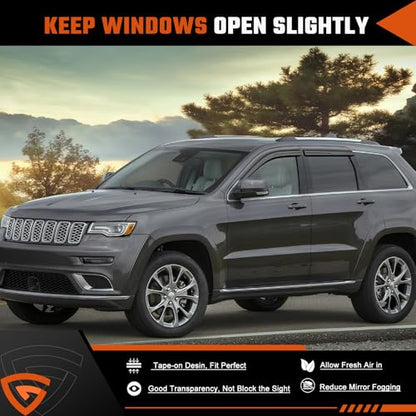 Rain Guards Fit for Jeep Grand Cherokee 2011 2012 2013 2014 2015 2016 2017 2018 2019 2020 2021, Tape-On Side Window Deflector Durable 2011-2021 Grand Cherokee Rain Guard Black 4 PCS - size: Fit for Jeep Grand Cherokee 2011-2021