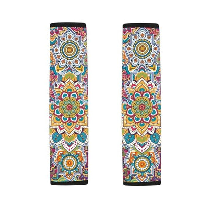 Art Mandala Universal Seat Belt Pads 2-Pack Soft Car Safety Seat Belt Strap Shoulder Pad Car Interior Automotive for Most Vehicle, SUV, Truck, Cars - color: Art Mandala
