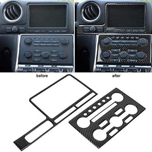 Acouto Carbon Fiber Center Console Trim for GTR R35 08‑16, 2Pcs/Set Carbon Fiber Central Control Navigation Trim Cover Car Interior Decoration Accessories