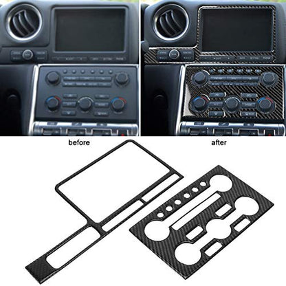 Acouto Carbon Fiber Center Console Trim for GTR R35 08‑16, 2Pcs/Set Carbon Fiber Central Control Navigation Trim Cover Car Interior Decoration Accessories