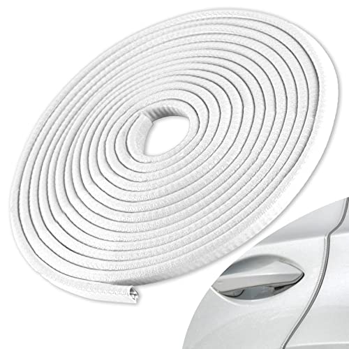SINGARO 33Ft (10M) Car Door Edge Guard, No Glue Car Door Entry Guard Protective Strip, Rubber Edge Trim Car Door Protector, Applicable to Car, Truck, SUV and ATV, Car Exterior Accessories（White） - color: White, size: 33Ft/10M